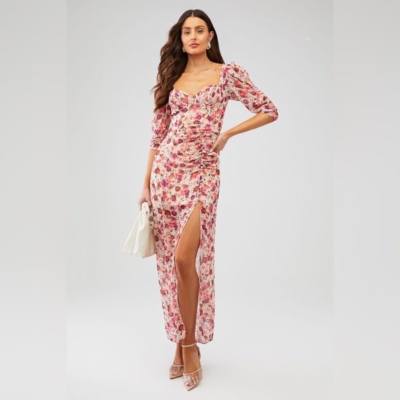 For Love And Lemons Dresses & Skirts - For Love & Lemons Evie Corset Maxi Dress in Tea Rose Pink Cottagecore Size‎ S